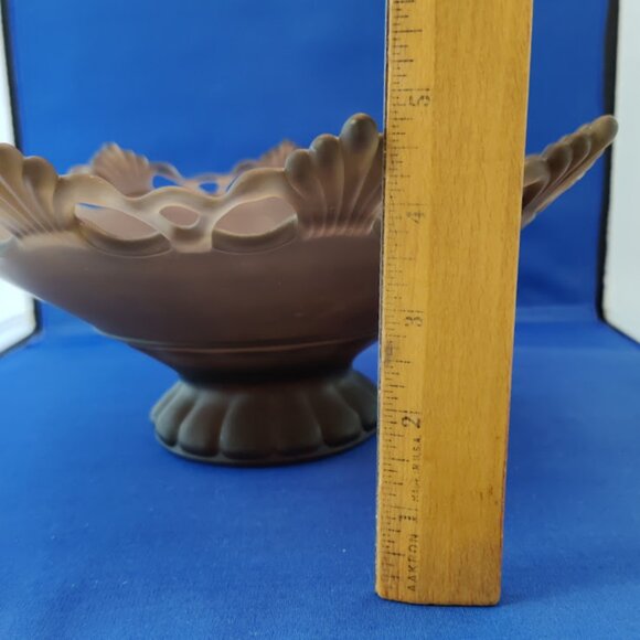 Westmoreland Brown Mist Satin Glass Lace Edge Centerpiece Bowl - Ring & Petal - Picture 11 of 12